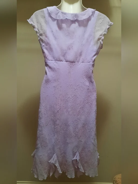 CDC Petite Lavender Ruffled V-Neck Cocktail Dress - Picture 10 of 10
